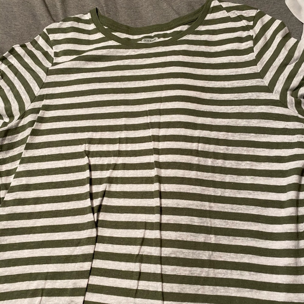 olive green & white stripped tee